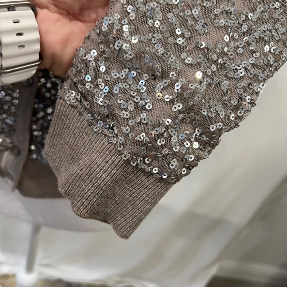 American Eagle Sequined Light Brown Cardigan Size… - image 3